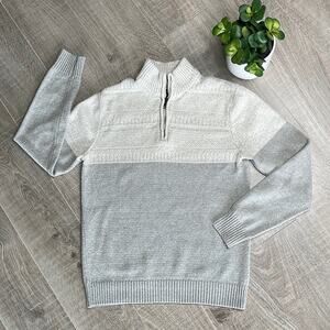 METHOD Gray Cream Colorblock Cableknit 1/4 Zip Sweater Men’s Size Small